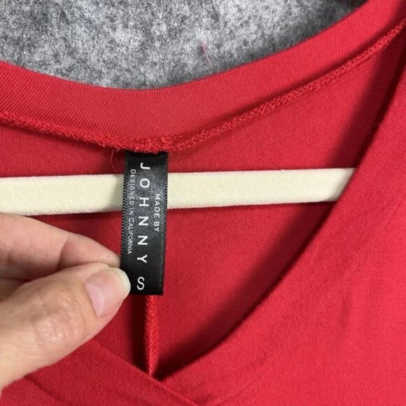 Made By Johnny Top Womens S Red Ruched Sides Oversized Casual Soft Modal - Picture 6 of 10